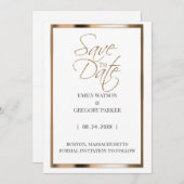 Elegantes, minimalistisches Gold Save the Date (Vorne/Hinten)