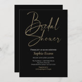 Elegantes Minimalistisches Gold Silver Black Braut Einladung (Vorne/Hinten)