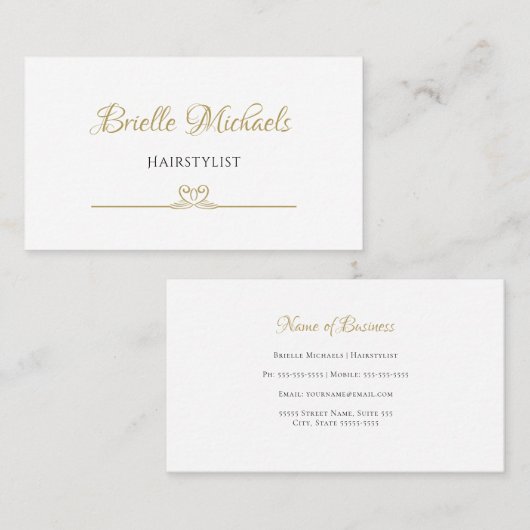 Elegantes Minimalistisches Gold und Black Heart Fi Visitenkarte (Vorne/Hinten)