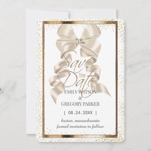 Elegantes, minimalistisches Goldband Save the Date (Vorderseite)