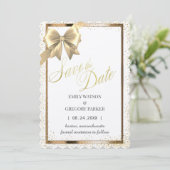 Elegantes, minimalistisches Goldband Save the Date (Stehend Vorderseite)
