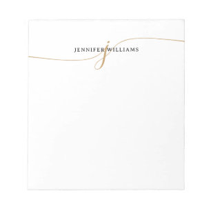 Elegantes minimalistisches goldenes Schriftmonogra Notizblock