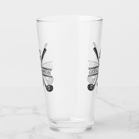 Elegantes Minimalistisches Golf Monogram Design Glas (Links)