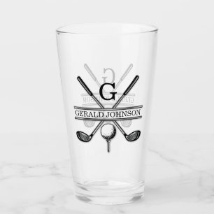 Elegantes Minimalistisches Golf Monogram Design Glas