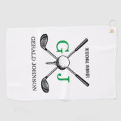 Elegantes Minimalistisches Golf Monogram Design Golfhandtuch (Horizontal)