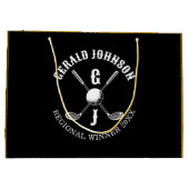 Elegantes Minimalistisches Golf Monogram Design Große Geschenktüte (Rückseite)