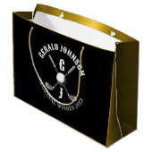 Elegantes Minimalistisches Golf Monogram Design Große Geschenktüte (Rückseite Schrägansicht)