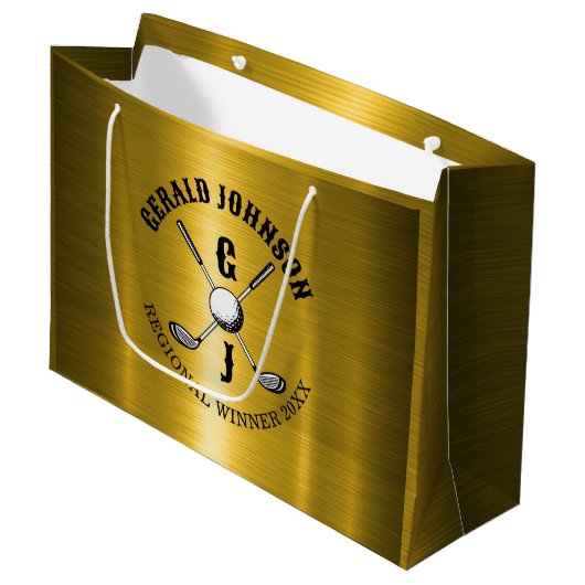 Elegantes Minimalistisches Golf Monogram Design Große Geschenktüte (Vorderseite Schrägansicht)