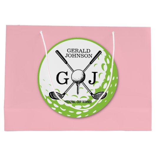Elegantes Minimalistisches Golf Monogram Design Große Geschenktüte (Rückseite)