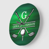 Elegantes Minimalistisches Golf Monogram Design Große Wanduhr (Winkel)