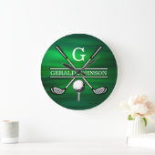 Elegantes Minimalistisches Golf Monogram Design Große Wanduhr (Zuhause)