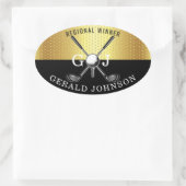 Elegantes Minimalistisches Golf Monogram Design Ovaler Aufkleber (Tasche)