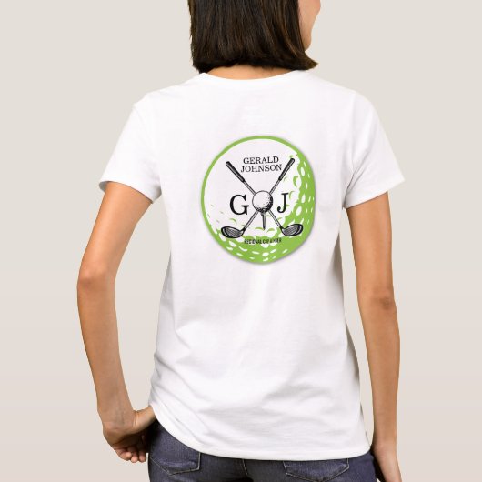 Elegantes Minimalistisches Golf Monogram Design T-Shirt (Rückseite)