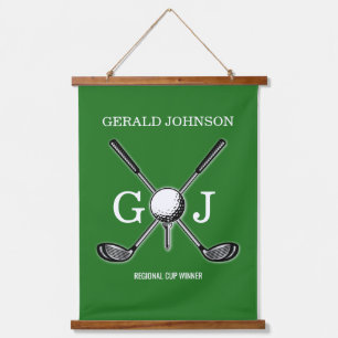 Elegantes Minimalistisches Golf Monogram Design Wandteppich Mit Holzrahmen