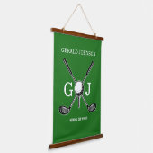 Elegantes Minimalistisches Golf Monogram Design Wandteppich Mit Holzrahmen (Gewinkelt)