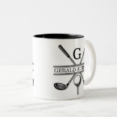 Elegantes Minimalistisches Golf Monogram Design Zweifarbige Tasse (VorderseiteRechts)