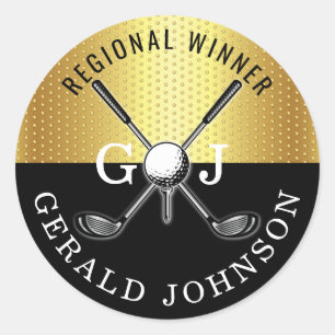 Elegantes minimalistisches Golf-Monogramm-Design Runder Aufkleber