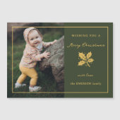 Elegantes Minimalistisches Grün/Gold-Foto Magnetkarte (Vorderseite)