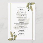 Elegantes minimalistisches Grün-Hochzeitsprogramm Programm (Rückseite)