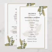 Elegantes minimalistisches Grün-Hochzeitsprogramm Programm (Vorne/Hinten)