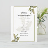 Elegantes minimalistisches Grün-Hochzeitsprogramm Programm (Stehend Vorderseite)