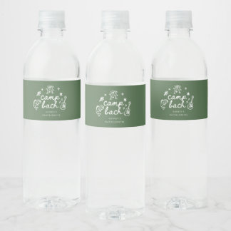 Elegantes Minimalistisches Grünes Camp-Junggeselli Wasserflaschenetikett