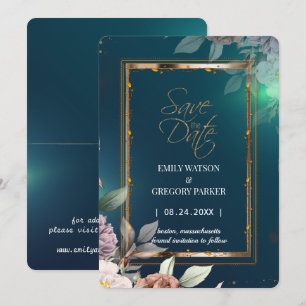 Elegantes Minimalistisches Grünes Gold Save the Da Date