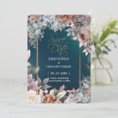 Elegantes Minimalistisches Grünes Gold Save the Da Save The Date (Stehend Vorderseite)