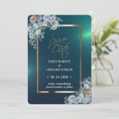 Elegantes Minimalistisches Grünes Gold Save the Da Save The Date (Stehend Vorderseite)