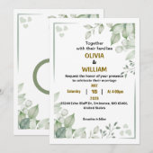 Elegantes Minimalistisches grünes Leaf Akryllische Einladung (Vorne/Hinten)