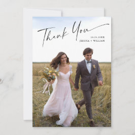 Elegantes Minimalistisches Handwriting Hochzeit 2  Dankeskarte