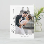 Elegantes Minimalistisches Handwriting Hochzeit 2 Dankeskarte (Stehend Vorderseite)