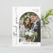 Elegantes Minimalistisches Handwriting Hochzeit 2 Dankeskarte (Stehend Vorderseite)