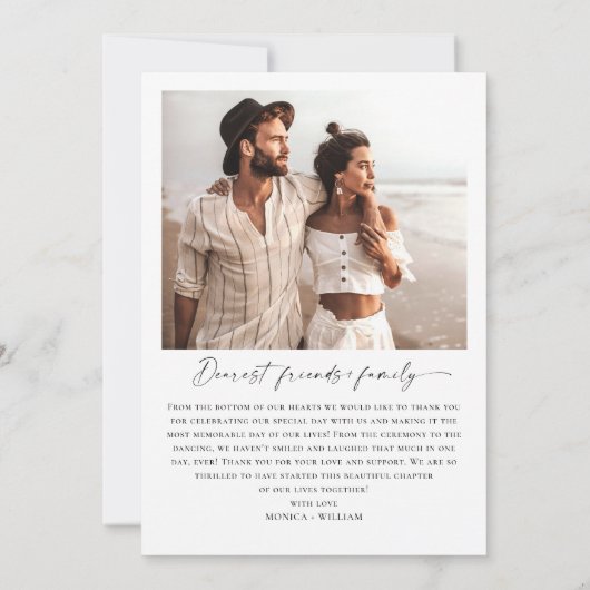 Elegantes Minimalistisches Handwriting Hochzeit 2 Dankeskarte (Rückseite)