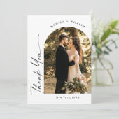 Elegantes Minimalistisches Handwriting Hochzeit 2  Dankeskarte (Stehend Vorderseite)