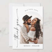 Elegantes Minimalistisches Handwriting Hochzeit 2 Dankeskarte (Vorderseite)