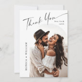 Elegantes Minimalistisches Handwriting Hochzeit 2  Dankeskarte (Vorderseite)