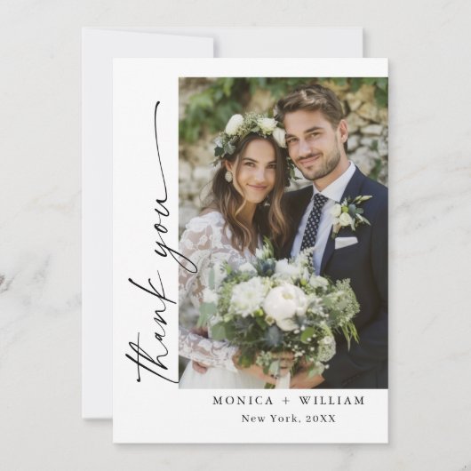 Elegantes Minimalistisches Handwriting Hochzeit 2  Dankeskarte (Vorderseite)