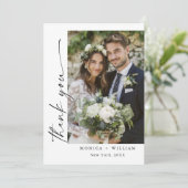 Elegantes Minimalistisches Handwriting Hochzeit 2 Dankeskarte (Stehend Vorderseite)