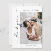 Elegantes Minimalistisches Handwriting Hochzeit 2 Dankeskarte (Vorderseite)