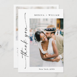 Elegantes Minimalistisches Handwriting Hochzeit 2 Dankeskarte