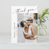 Elegantes Minimalistisches Handwriting Hochzeit 2 Dankeskarte (Stehend Vorderseite)