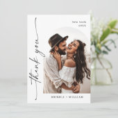 Elegantes Minimalistisches Handwriting Hochzeit 2  Dankeskarte (Stehend Vorderseite)