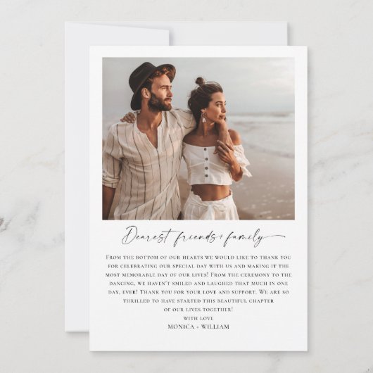 Elegantes Minimalistisches Handwriting Hochzeit 2 Dankeskarte (Rückseite)