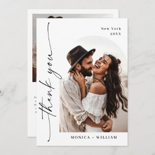 Elegantes Minimalistisches Handwriting Hochzeit 2  Dankeskarte