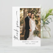 Elegantes Minimalistisches Handwriting Hochzeit 2 Dankeskarte (Stehend Vorderseite)