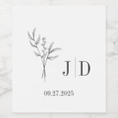 Elegantes Minimalistisches Hochzeitdatum Weinetikett (Einzelnes Label)
