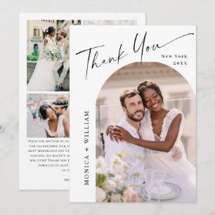 Elegantes Minimalistisches Hochzeiten 5 Foto Dankeskarte