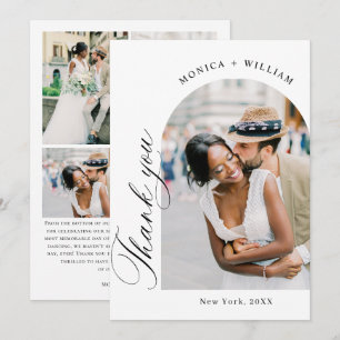 Elegantes Minimalistisches Hochzeiten 5 Foto Dankeskarte