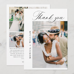 Elegantes Minimalistisches Hochzeiten 5 Foto Dankeskarte